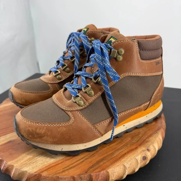 L.L. Bean Katahdin waterproof- Brown Blue laces Hiking Boots Rugged tek 2.5 sz 7 - Picture 5 of 11